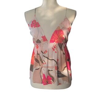 Express Summer Resortwear Floral Babydoll Top Boho Coastal Chic Size Small